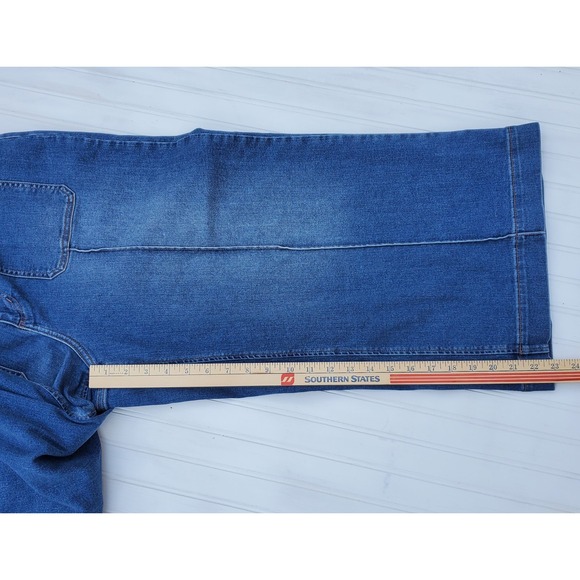 Landsend Womens Denim High Rise Patch Pocket Extra Wide Leg Crop Jean Size 16P - Picture 4 of 12